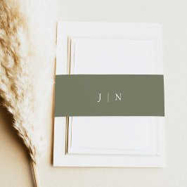 AVA Bohemische Minimal Forest Green Monogram Weddi Einladungsbanderole