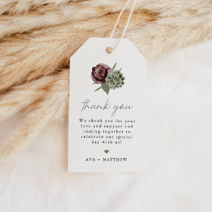 AVA Boho Burgundy Floral Succulent Vielen Dank Geschenkanhänger