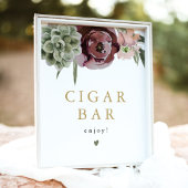 AVA Boho Burgundy Succulent Cigar Bar Sign Poster