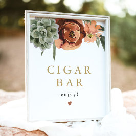 AVA Boho Terracotta Succulent Cigar Bar Sign Poster