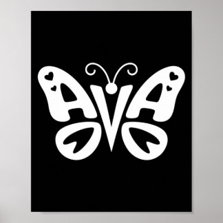 Ava Butterfly - Personalisierte süße Namenswortkun Poster