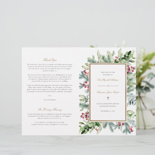 Ava Christlich Wedding Program für Weihnachten (Stehend Vorderseite)
