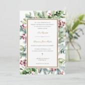 Ava Christmas Greenery katholische Hochzeit Einlad Einladung (Stehend Vorderseite)