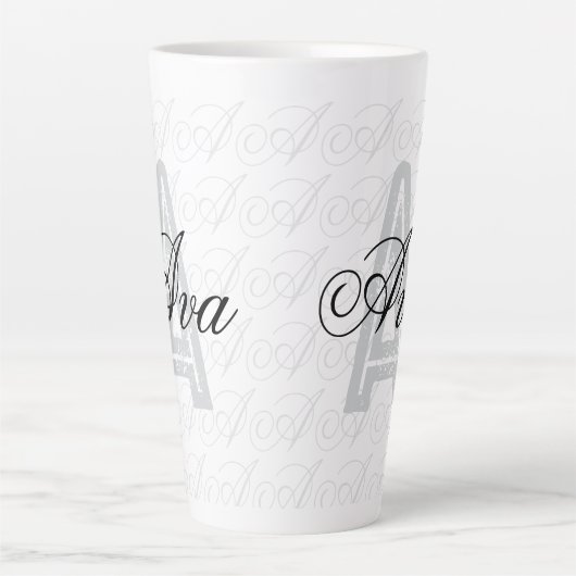 Ava Custom Name Black White Tumbler Milchtasse (Vorderseite)