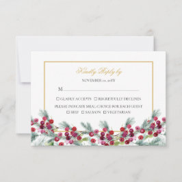 Ava Elegant Red Gold Weihnachtsfeier Hochzeit RSVP Karte