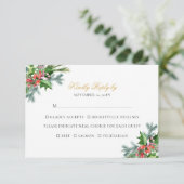 Ava Elegante Weihnachtsgrün RSVP Karte (Stehend Vorderseite)