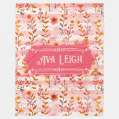 Ava Leigh Pink und Orange Wasserfarben Fleecedecke (Vorderseite)