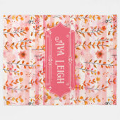 Ava Leigh Pink und Orange Wasserfarben Fleecedecke (Vorderseite (Horizontal))