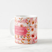 Ava Leigh Pink und Orange Wasserfarben Kaffeetasse (Vorderseite Links)