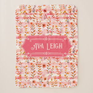 Ava Leigh Pink und Orange Wasserfarben Sherpadecke