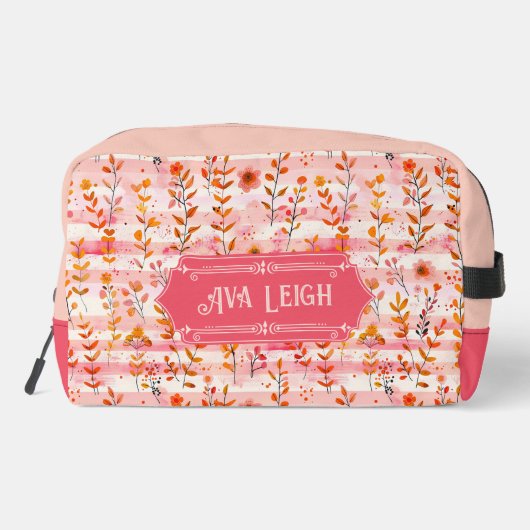 Ava Leigh Pink und Orange Wasserfarben Waschbeutel (Rückseite)