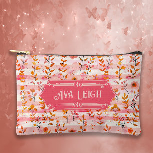 Ava Leigh Pink und Orange Wasserfarben Zubehörtasche