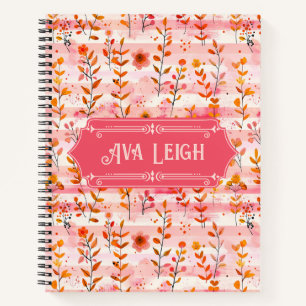 Ava Leigh Pink und Orange Watercolor Floral Deluxe Notizblock