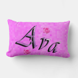 Ava-Logo auf dem pastellrosa Mosaik Lendenkissen
