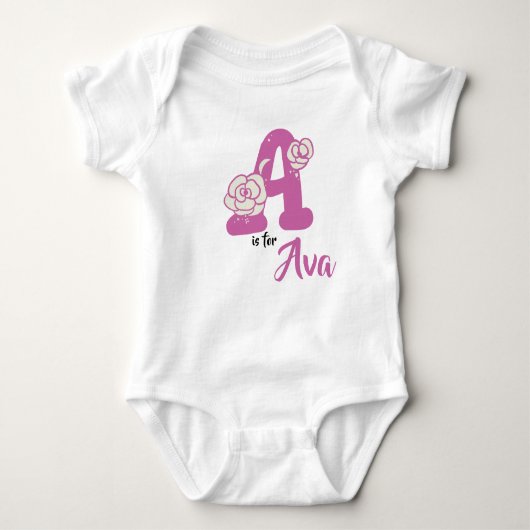 Ava Name Baby Outfit Letter A Rompor Floral Baby Strampler (Vorderseite)