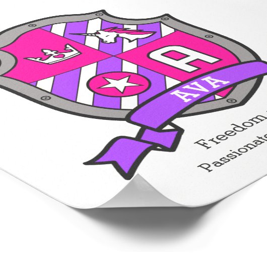 Ava Name bedeutet Unicorletter Ein Wappen Poster (Ecke)
