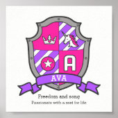 Ava Name bedeutet Unicorletter Ein Wappen Poster (Vorne)