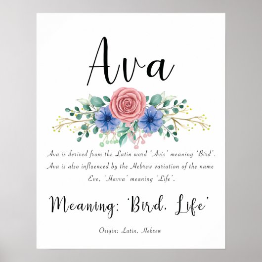 Ava Name Bedeutung Print Poster (Vorne)
