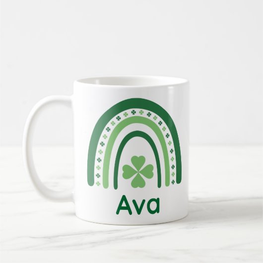 Ava Name Clover Boho Rainbow Kaffeetasse (Links)