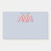 Ava Name in leuchtenden Neonleuchten Post-it Klebezettel (Vorderseite)
