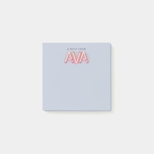 Ava Name in leuchtenden Neonleuchten Post-it Klebezettel (Vorderseite)