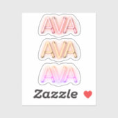 Ava Name in leuchtenden Neonleuchten x3 Aufkleber (Blatt)