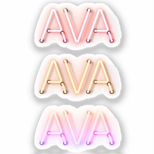 Ava Name in leuchtenden Neonleuchten x3 Aufkleber (Vorderseite)