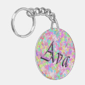 Ava, Name Logo auf Pastelschmetterlingen, Schlüsselanhänger (Vorderseite links)