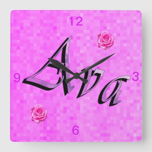 Ava Name Logo, Quadratische Wanduhr (Vorderseite)