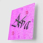 Ava Name Logo, Quadratische Wanduhr (Winkel)
