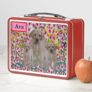 Ava-Name mit Labrador-Welpen, Metal-Lunch-Box Metall Brotdose