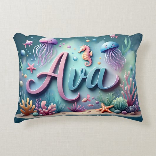 Ava Name Ocean Theme Dekorative Sea Life Dekokissen (Vorderseite)