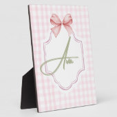 Ava Personalisiert Pink Bow & Gingham Print Fotoplatte (Seite)