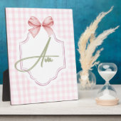 Ava Personalisiert Pink Bow & Gingham Print Fotoplatte (Seite)