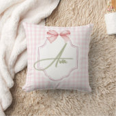 Ava Personalisiert Pink Bow & Gingham Print Kissen (Decke)