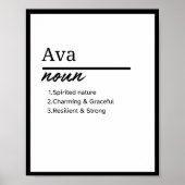 Ava, Personalisierte Mädchenbezeichnung Poster (Vorne)