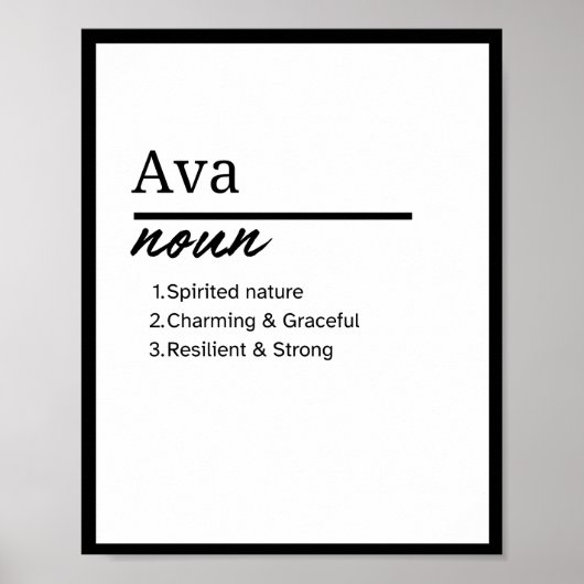 Ava, Personalisierte Mädchenbezeichnung Poster (Vorne)