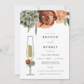 AVA Terracotta Succulent Brunch & Bubbly Champagne Einladung (Vorderseite)