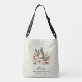 Ava Vitality Bloom - Boho Floral Monogram Tragetaschen Mit Langen Trägern (Rückseite)