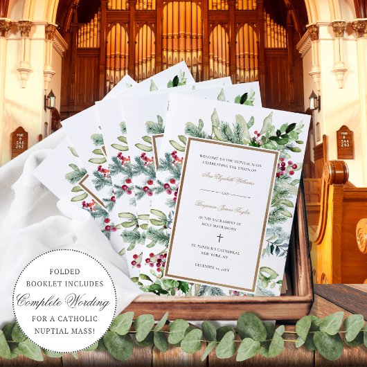 Ava Weihnachtsgrün Katholisches Hochzeitsprogramm