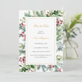 Ava Winter Greenery Berries Christlich Wedding Save The Date (Stehend Vorderseite)