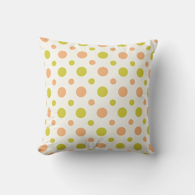 Avacado & Peach Polka Dot Retro Design Kissen (Vorderseite)
