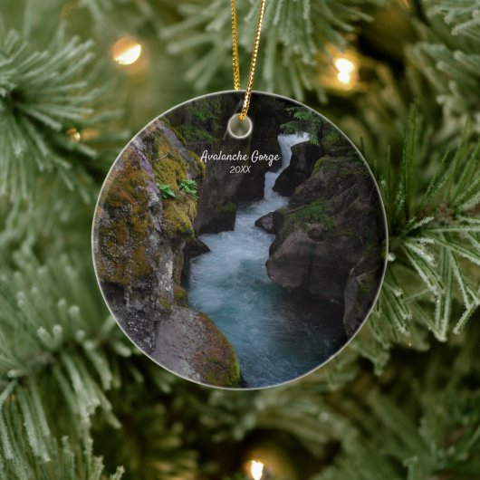 Avalanche Gorge Glacier National Park Foto Keramik Ornament (Baum)