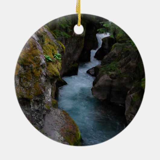 Avalanche Gorge Glacier National Park Foto Keramik Ornament (Hinten)