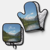 Avalanche See I - Glacier Nationalpark Ofenhandschuh & Topflappen-Set (Vorderseite/Rückseite)