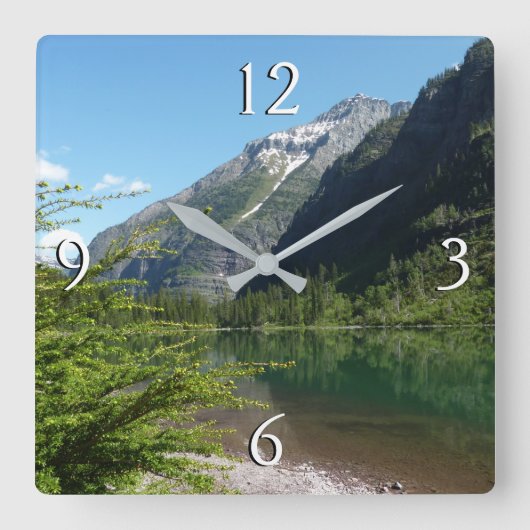 Avalanche See II - Glacier Nationalpark Quadratische Wanduhr (Vorderseite)