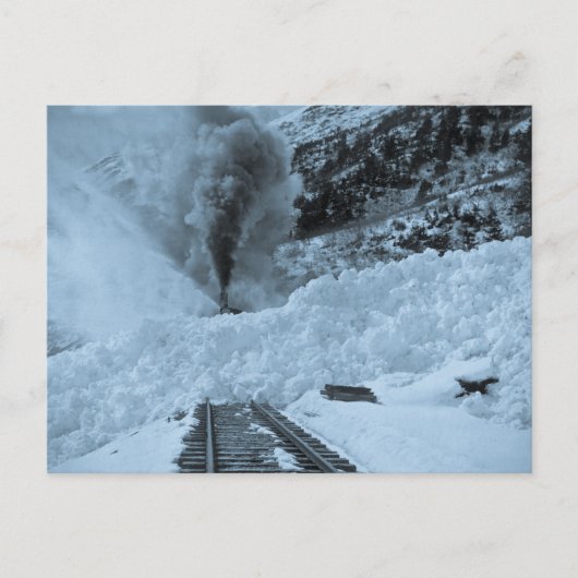 Avalanche Train Tracks Vintag Locmotive Postkarte (Vorderseite)