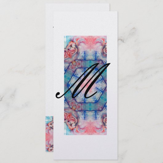 AVALON Abstrakt Monogram Weichrosa Blau Eisweiß Einladung (Vorne/Hinten)