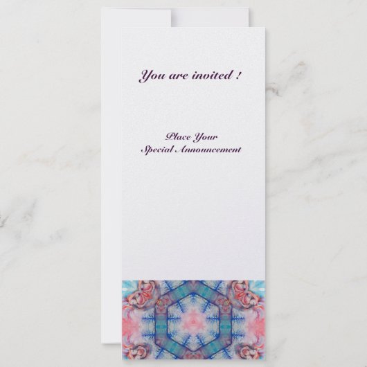 AVALON Abstrakt Monogram Weichrosa Blau Eisweiß Einladung (Rückseite)