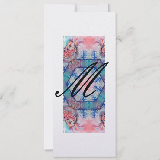 AVALON Abstrakt Monogram Weichrosa Blau Eisweiß Einladung (Vorderseite)